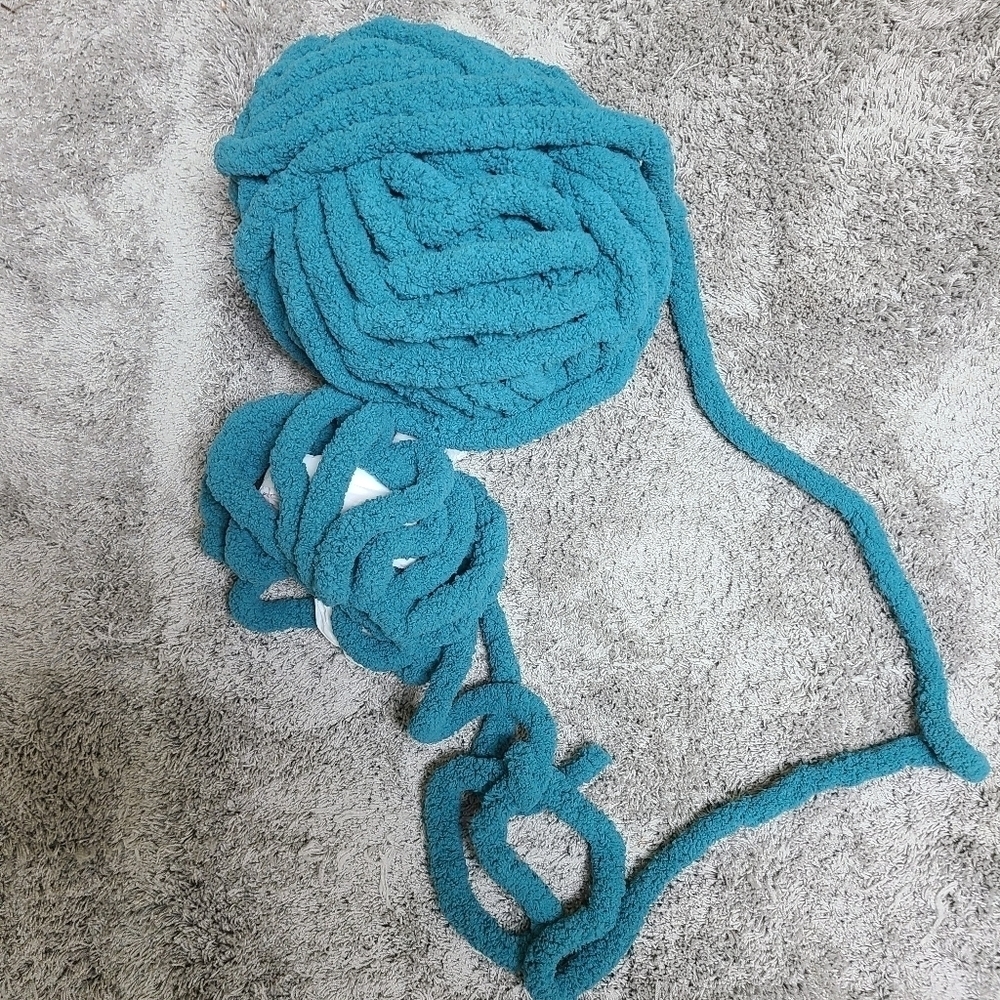 Chunky chenille yarn in teal